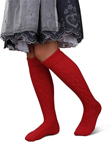 Circle Five Lange und Kurze Trachtensocken für Damen | Trachtenstrümpfe fürs Oktoberfest | Kniebundhosenstrümpfe passend zu Dirndl oder Lederhose Farbe Rot lang Größe 47-50 von Circle Five