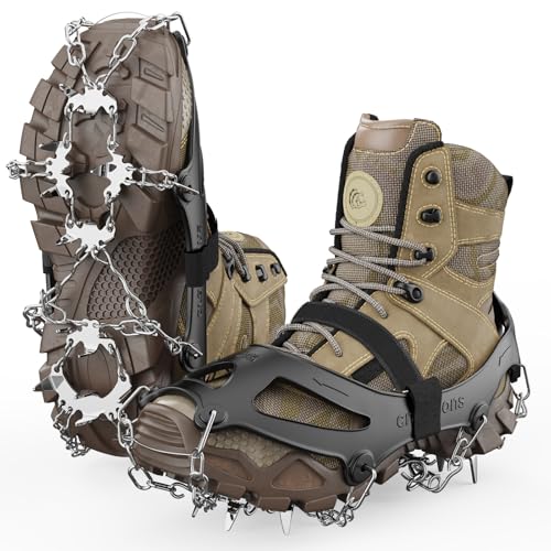 Cisivis 19-Zahn Steigeisen, Spikes Schuhe, Steigeisen FüR Wanderschuhe, ErhäLtlich In Verschiedenen GrößEn, Geeignet FüR EIS, Schnee Und Andere Outdoor-AktivitäTen Im Winter, L Schwarz von Cisivis