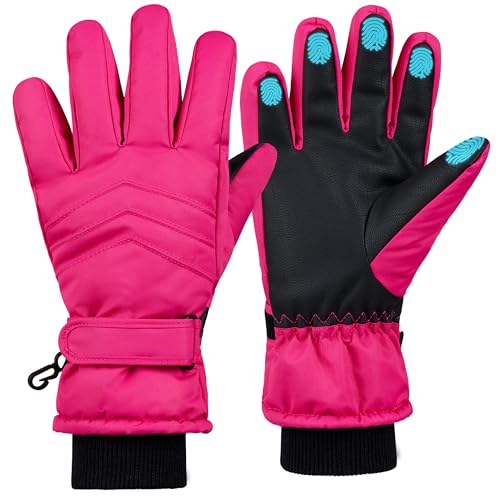 CityComfort Ski Handschuhe Kinder Mädchen Sports & Outdoor Handschuhe Winter Wasserdicht Thermal Touchscreen Skihandschuhe Kinder 6-15 Jahren (Rosa, 11-15 Jahre) von CityComfort