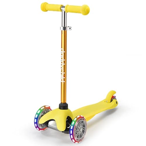 Kinder-Roller, Kinder- und Kleinkind-Roller mit 3 Rädern, LED-beleuchtete Räder und 3 höhenverstellbare Lenker, Lean-to-Steer, 3-Rad-Roller für Jungen und Mädchen im Alter von 3-8 Jahren (gelb) von CityPartner