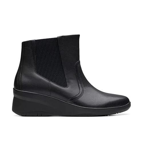 Clarks Damen Suttyn Rae Chelsea Boot, Schwarzes Leder, 6 Wide, Suttyn Rae von Clarks