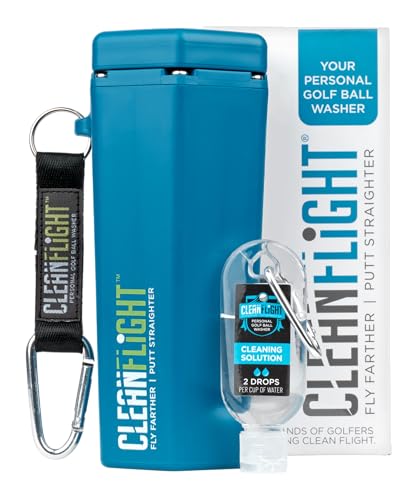 Clean Flight Premium Golfball-Unterlegscheibe, tragbarer Reiniger für Golftasche oder -wagen, bestes Golfzubehör, Geschenke für Männer und Frauen, 1 Stück, Blau Clean Flight Premium Golfball-Unterlegscheibe, tragbarer Reiniger für Golftasche oder -wagen, bestes Golfzubehör, Geschenke für Männer und Frauen, 1 Stück, Blau von Clean Flight