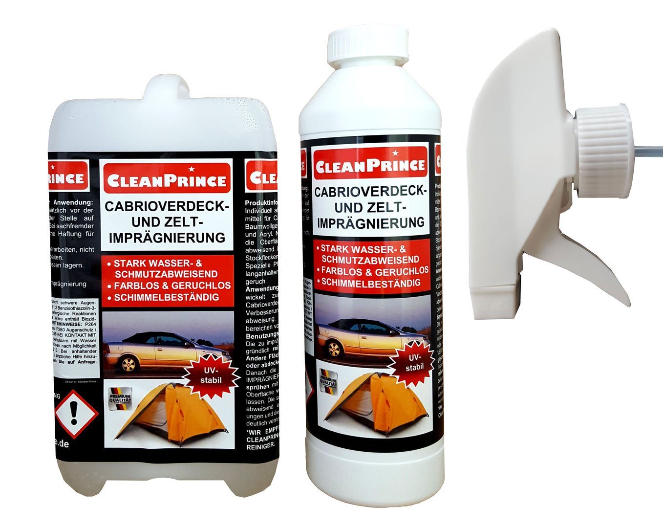 CleanPrince Cabrioverdeck & Zelt-Imprägnierung transparent Imprägnierspray von CleanPrince