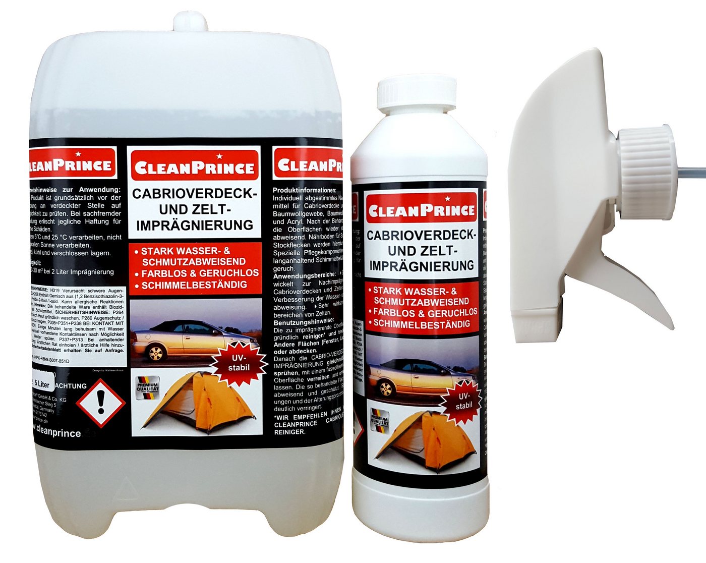 CleanPrince Cabrioverdeck & Zelt-Imprägnierung transparent Imprägnierspray CleanPrince Cabrioverdeck & Zelt-Imprägnierung transparent Imprägnierspray von CleanPrince
