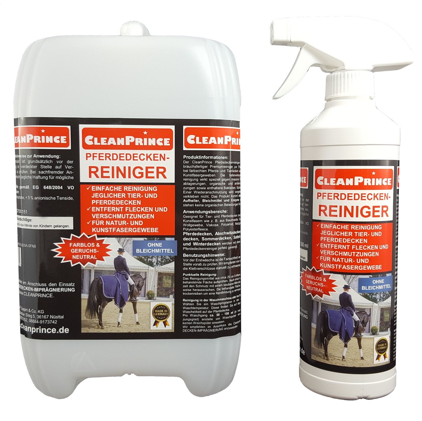 CleanPrince Pferdedecken-Reiniger Reinigungsmittel Tierdecken Pferdedecken Spezialwaschmittel (ohne Bleichmittel, geruchsneutral und unschädlich für die Tiere) von CleanPrince
