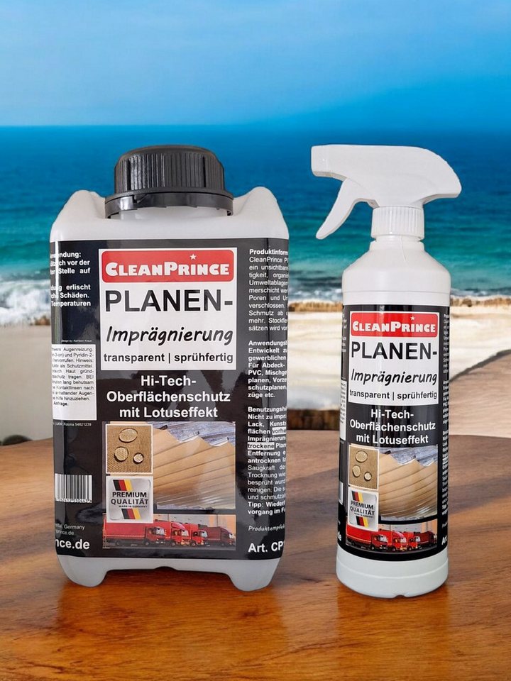 CleanPrince Planen-Imprägnierung für PE, PVC, Mischgewebe Imprägnierspray, Schutzschild gegen Feuchtigkeit CleanPrince Planen-Imprägnierung für PE, PVC, Mischgewebe Imprägnierspray, Schutzschild gegen Feuchtigkeit von CleanPrince