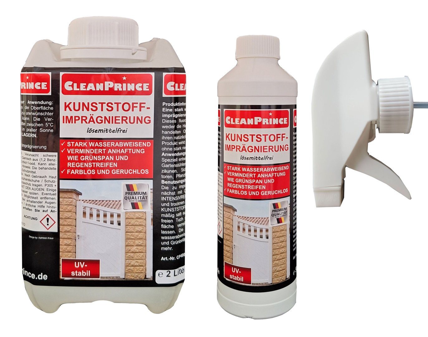 CleanPrince Kunststoffimprägnierung transparent lösemittelfrei Imprägnierspray, Made in Germany von CleanPrince