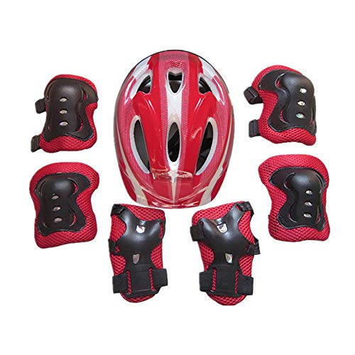 Kinder Rollschuhschutz, Kinder Kinder Rollschuhe Fahrradschutzhelm Knie Ellbogen Handgelenkschutz Pad Set Rot Einheitsgröße Kinder Rollschuhschutz, Kinder Kinder Rollschuhe Fahrradschutzhelm Knie Ellbogen Handgelenkschutz Pad Set Rot Einheitsgröße von Clenp