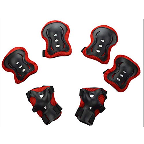 Protective Gear Set, 6Pcs/Set Kids Knee Pads Elbow Wrist Guards Protective Gear for 3-8 Years Old Boys Girls Skating Cycling Bike Rollerblading Scooter Red One Size von Clenp