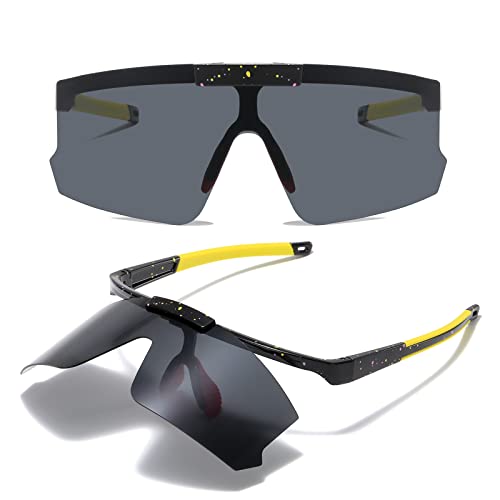 Cleoxyge Verspiegelt Polarisierte Fahrradbrille Herren Damen Schnelle Brille,UV400 Schutz Sportbrille für Angeln Skibrille MTB Rennrad Fahren (Verspiegelt Polarisierte Graue) von Cleoxyge