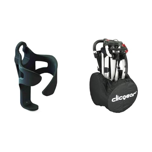 Clicgear Golf-Trolley-Becherhalter XL, schwarz + Clicgear Longridge CGWC01 Clicgear Golftrolley-Radkappen, schwarz, groß Clicgear Golf-Trolley-Becherhalter XL, schwarz + Clicgear Longridge CGWC01 Clicgear Golftrolley-Radkappen, schwarz, groß von Clicgear