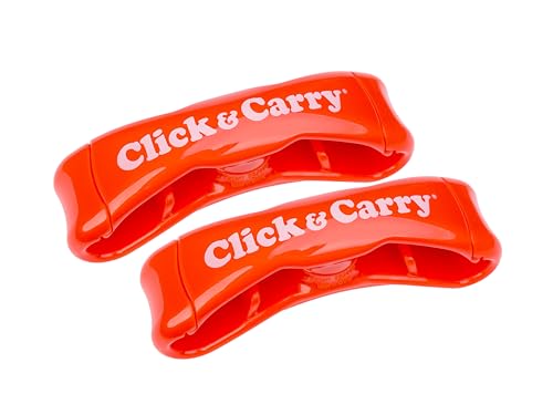 Click & Carry Tragetasche für Lebensmittel, mit weich gepolstertem Griff, Rot Verwenden Sie sie als freihändige Einkaufstasche, Plastiktütenhalter, Sportausrüstungsträger und mehr Klicken und Tragen von Click & Carry
