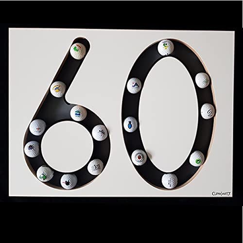 Clipboart 50 60 70 Geburtstag für Golf Spieler Spielerin oder zum Jubiläum. Individuelles Geschenk für Sammler von Logo Golfbällen für 60iger 60igster Sechzig Jahre. (60) Clipboart 50 60 70 Geburtstag für Golf Spieler Spielerin oder zum Jubiläum. Individuelles Geschenk für Sammler von Logo Golfbällen für 60iger 60igster Sechzig Jahre. (60) von Clipboart