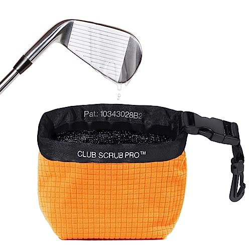Club Scrub Golfschläger- und Golfball-Reinigungstasche, wasserdichtes Innenfutter mit sauberer Gesichtstechnologie, perfekt trockene Mikrofaser-Außenseite, abnehmbarer Clip, maschinenwaschbar, reinigt von Club Scrub