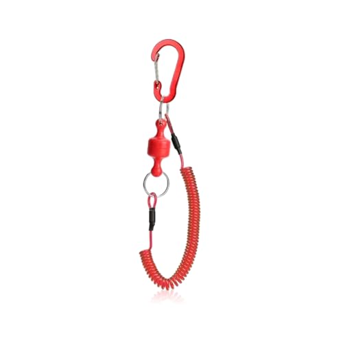 Clyictz Angel-Schlüsselband, starker magnetischer Stahldraht, Anti-Iost, 1,5 m, für Angelausrüstung, Rot, 1 Stück von Clyictz