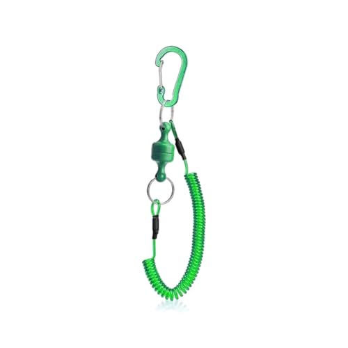 Clyictz Angel-Schlüsselband, starker magnetischer Stahldraht, Anti-Iost, 1,5 m, zum Schutz von Angelausrüstung, Grün, 1 Stück von Clyictz