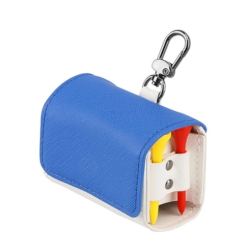 Clyictz Golfballtasche, farbblockiert, Golftasche, Beutelhalter, magnetische Metallschnalle für 2 Golfbälle, einfache Installation, einfach zu bedienen, Blau von Clyictz