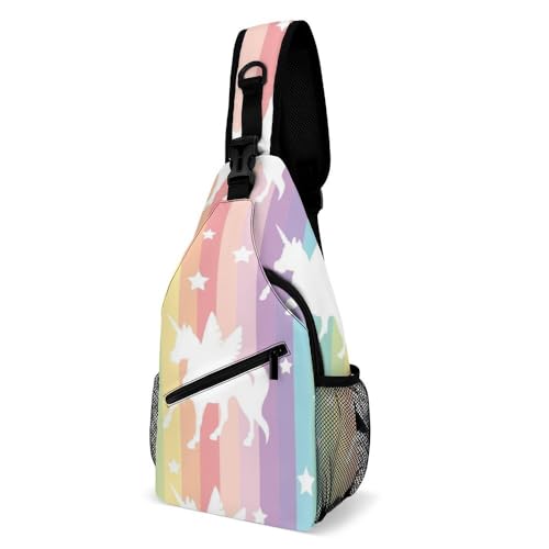 Cmagnifico Crossbody-Tasche, Einhorn-Muster, Regenbogen-Brusttasche, Schultertasche für Reisen, Einkaufen, Sport, Stil:, 38x20cm von Cmagnifico