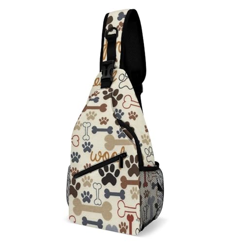 Cmagnifico Crossbody-Tasche, Hundeknochen, Pfotenabdrücke, Brusttasche, Schultertasche für Reisen, Einkaufen, Sport, Stil:, 38x20cm von Cmagnifico