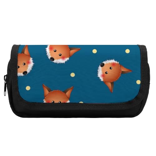 Cmagnifico Doppellagiges Federmäppchen, niedlicher roter Fuchs, Schreibwaren-Tasche als Federmäppchen für Büro und Schule, Geschäftsreisetasche oder kleine Werkzeugbox, Make-up-Tasche für Mädchen, von Cmagnifico