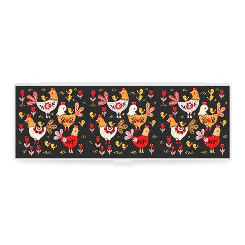 Cmagnifico Federmäppchen, seltsames buntes Huhn, kreative einfache Schreibwaren-Box, 19,5 x 6,8 x 3 cm, Stil:, Einheitsgröße, Federmäppchen von Cmagnifico