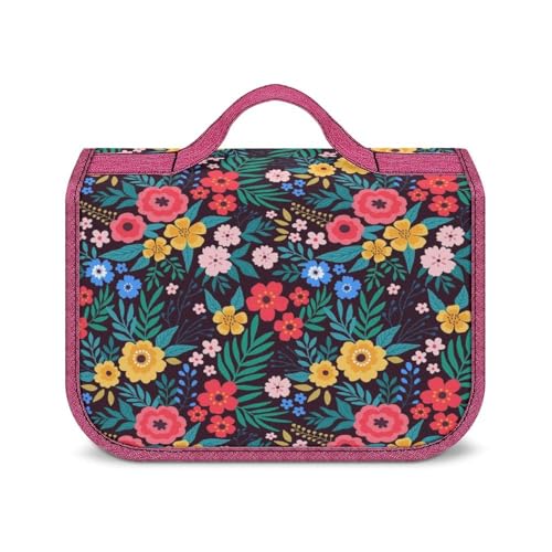 Cmagnifico Kulturbeutel zum Aufhängen, buntes Blumenmuster, wasserdichte Make-up-Tasche für Reisen, Business, Urlaub, Farbenfrohes Blumenmuster, Einheitsgröße von Cmagnifico