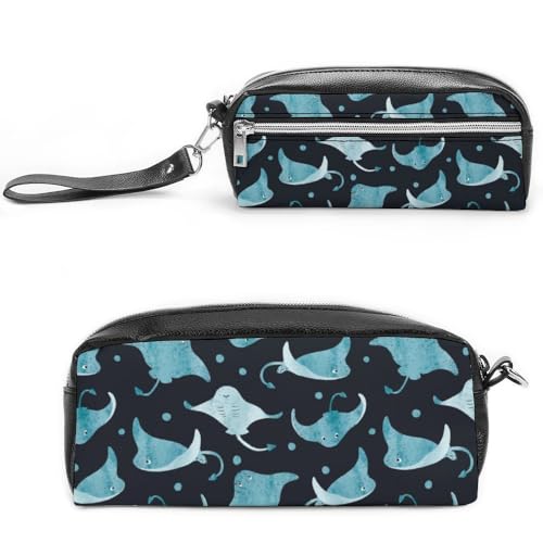 Cmagnifico Leder-Federmäppchen, Manta Ray und FishStationery Bag verwendet als Federmäppchen für Büro und Schule, Geschäftsreise oder kleine Werkzeugbox, Make-up-Tasche, Stil:, 20*10*5.5cm, von Cmagnifico