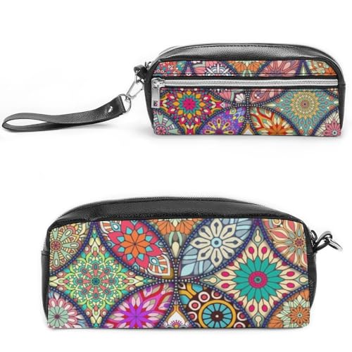 Cmagnifico Leder-Federmäppchen, bunte Blumen-Schreibwaren-Tasche als Federmäppchen für Büro und Schule, Geschäftsreisetasche oder kleine Werkzeugbox, Make-up-Tasche, Stil:, 20*10*5.5cm, Federmäppchen von Cmagnifico