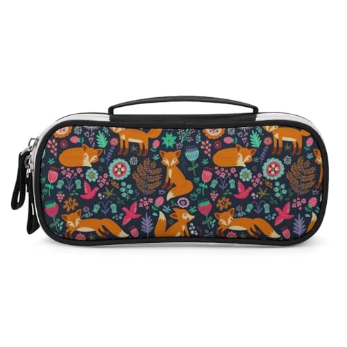 Cmagnifico Tragbare Kosmetiktasche/Stiftetasche, niedlicher Fuchs-Blumen-Schreibwaren-Tasche als Federmäppchen für Büro und Schule, Geschäftsreise oder kleine Werkzeugbox, Make-up-Tasche für Mädchen, von Cmagnifico