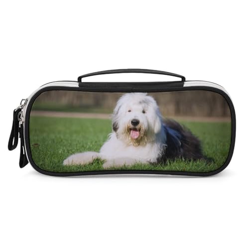 Cmagnifico Tragbare Kosmetiktasche aus PU, Stiftetasche, Old English Sheepdog, Schreibwaren-Tasche als Federmäppchen für Büro und Schule, Geschäftsreise oder kleine Werkzeugbox, Make-up-Tasche für von Cmagnifico