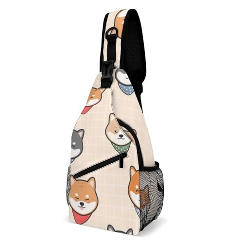 Cmagnifico Umhängetasche Shiba Inu Hund Muster Brusttasche Sling Bag für Reisen Einkaufen Sport, Stil:, 38x20cm von Cmagnifico