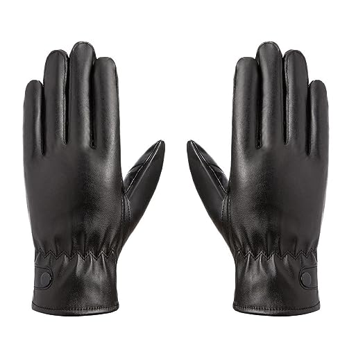 Cnrfeoap Lederhandschuhe Fahrhandschuhe Damen Herren Lederhandschuhe Winter Fahrradhandschuhe Fleecefutter Dicke Warme Handschuhe von Cnrfeoap