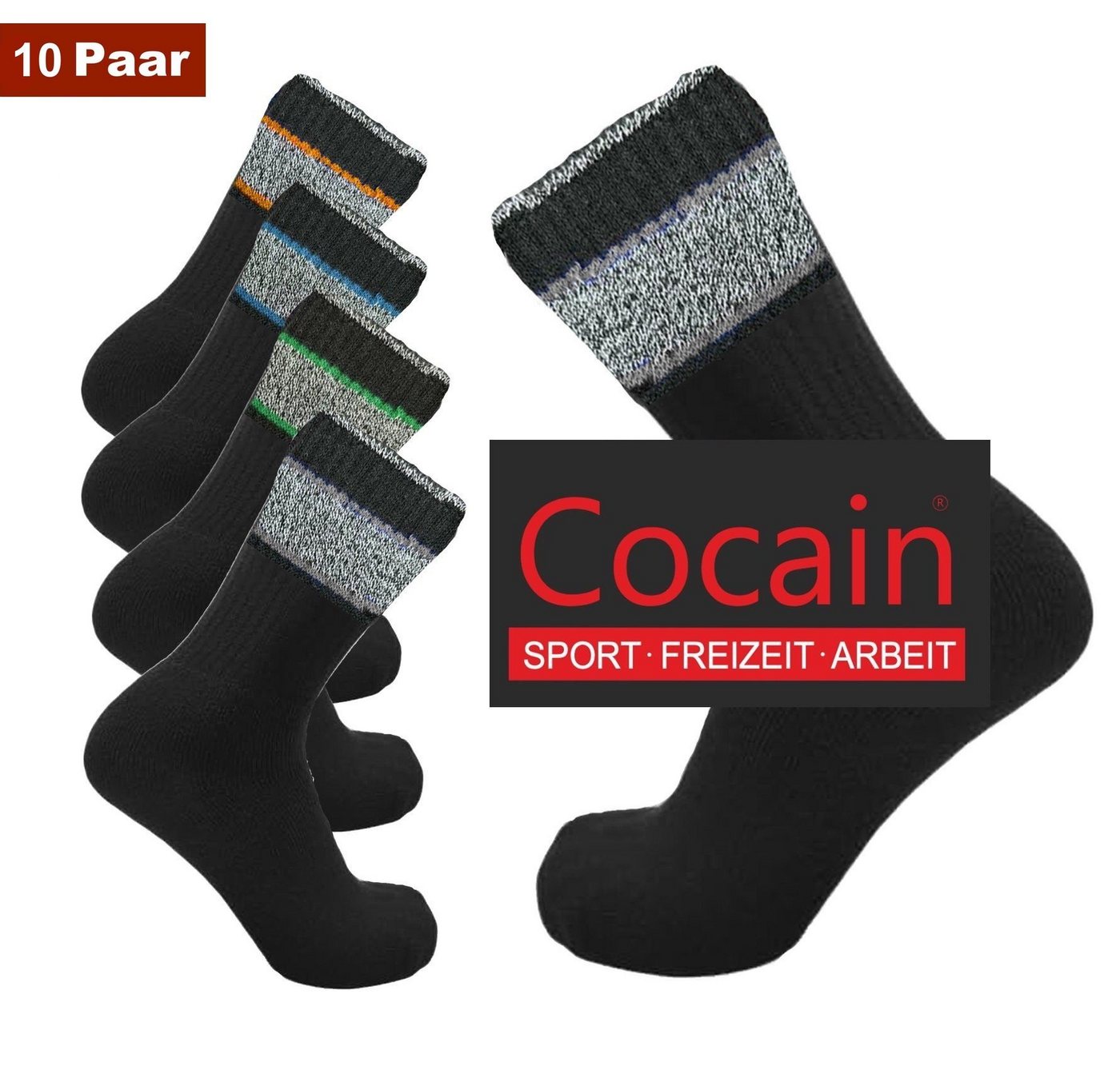 Cocain underwear Sportsocken Tennissocken weiss oder schwarz Herren & Damen (Spar-Set, 10-Paar) Klimaregulierend von Cocain underwear
