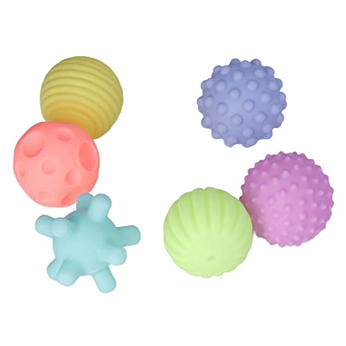Cocoarm 6-teiliges Strukturiertes Ball-Set für Greiftraining, Weiches, Elastisches, Mehrfarbiges, Sensorisches Ballspielzeug, Eltern-Kind-Interaktion, Quietschen (Warme Beleuchtung) von Cocoarm