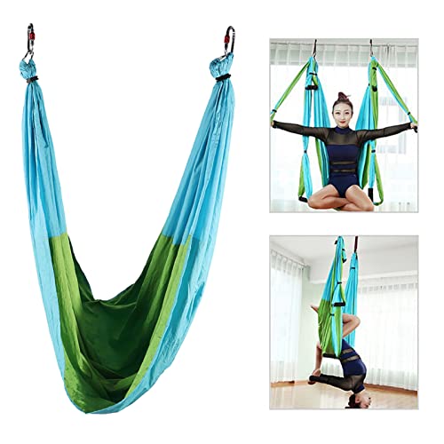 Anti-Schwerkraft-Aerial-Yoga-Fitness-Hängegriff-Inversions-Swing-Sling-Hängematte, Inklusive Hängematte, Riemen mit Griff, Anleitung, Stofftasche (Himmelblau und Fruchtgrün) von Cocoarm