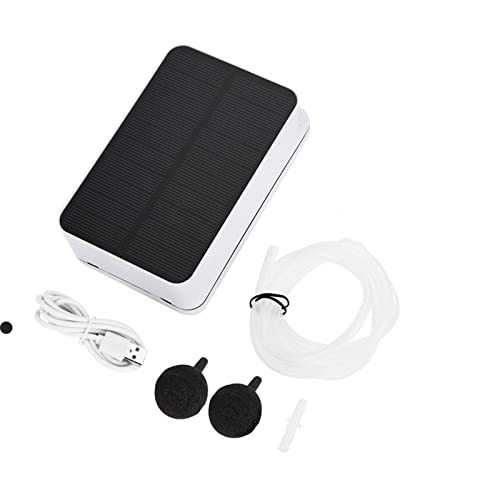 Solarbetriebene Teichluftpumpe, Solarbetriebene Oxygenator-Luftpumpe mit Faltbarem Solarpanel, USB Wiederaufladbar, Solarbetriebener Oxygenator, Teichwasser-Sauerstoffpumpe, von Cocoarm