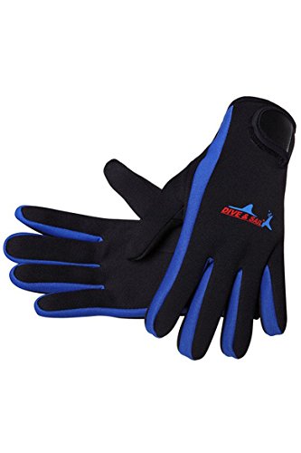Cokar Neopren Handschuhe 1.5MM Neoprenhandschuhe Tauchen Schnorcheln Elastische Warm Verstellbarer - M,Blau von Cokar