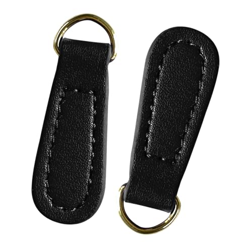 Colcolo 2 Stück Reißverschlussanhänger aus PU-, dekorative Reißverschlussanhänger für Kleidung, Geldbörsen und Handtaschen, Schwarz von Colcolo