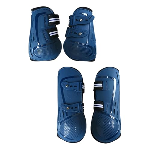 Colcolo 4 Stück Pferdestiefel Beinschutz Stoßfeste Unterstützung Multifunktions-Beinbandagen Schutz für Springtraining Reitausrüstung, marineblau XXL von Colcolo