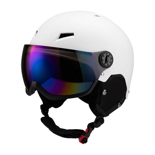 Colcolo Schneesporthelm, Winddicht, atmungsaktiv, Snowboardhelm, Schutzbrille für Erwachsene, zum Skateboarden, Wintersport, Weiß XL von Colcolo