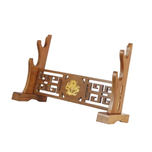 Colcolo Schwertständer Holzrahmen Rack Schwertunterstützung Schwertaufbewahrung Holz Desktop Schwerthalter für Wakizashi Tanto Flöte Lichtschwert, 2-stufig von Colcolo