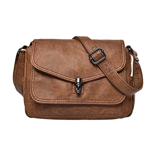 Colcolo Weiche PU Umhängetasche Casual Crossbody mit Mezzanine Geldbörse, Braun von Colcolo