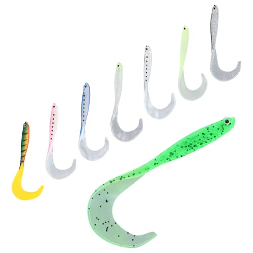 Angelköder Set,8 Stück Gummifische mit Twisterschwanz,Premium Gummifische Set,Angelzubehör,mit Hakentaschen für Standard Jigkopf und Auch Offsethaken,Hecht Köder,Barsch Köder,12,5cm 6g von Colexy