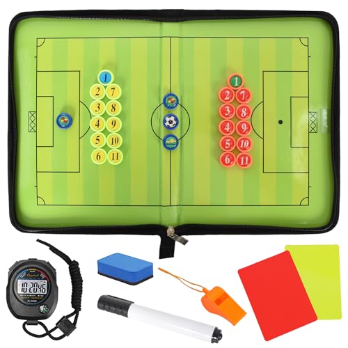 Colexy Fußball Taktiktafel Klappbar Trainermappe, Fußball Taktiktafel Tragbar, Fussball Board mit Magnetische Schachfiguren, Stoppuhr Timer, Schiedsrichter Pfeifen, Schwamm, Rote Karte, Gelbe Karte Colexy Fußball Taktiktafel Klappbar Trainermappe, Fußball Taktiktafel Tragbar, Fussball Board mit Magnetische Schachfiguren, Stoppuhr Timer, Schiedsrichter Pfeifen, Schwamm, Rote Karte, Gelbe Karte von Colexy