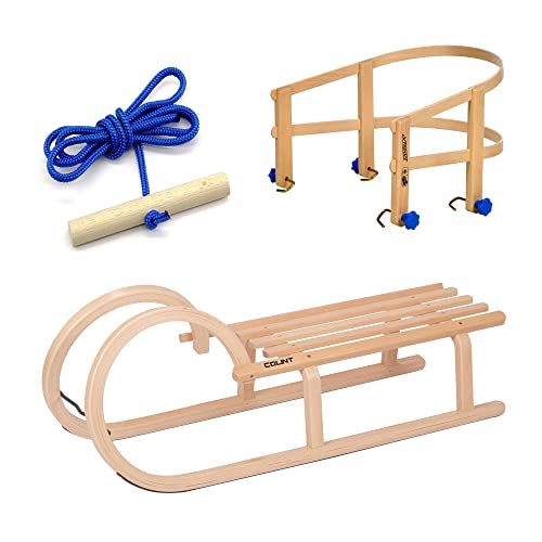 Colint Holzschlitten Rodel 100 cm Hörnerschlitten Leine Lehne Holz Schlitten Set Colint Holzschlitten Rodel 100 cm Hörnerschlitten Leine Lehne Holz Schlitten Set von Colint