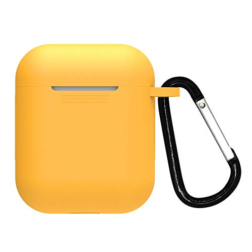 Für AirPods Hülle, Colorful Airpods Schutzhülle Airpods Case Airpods Silikonhülle Abdeckung Haut für Apple AirPods Ladekoffer (4 Orange mit Karabiner) von Colorful Elektronik