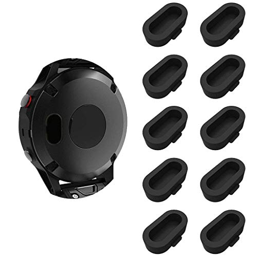 Für Garmin Fenix 6S/6/6x Pro Staubschutz Kappe, Colorful 10 Pcs Schwarz Silikon Anti Staub Stecker Ladegerät Port Protector für Garmin Fenix 6S/6/6x Pro von Colorful Elektronik