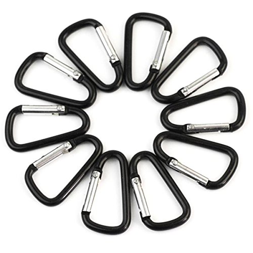 Colorful Karabiner (TM) 10pcs Aluminiumlegierung Karabiner Schlüsselanhänger Klettern Karabinerhaken für Bergsteigen Camping (Schwarz) von Colorful