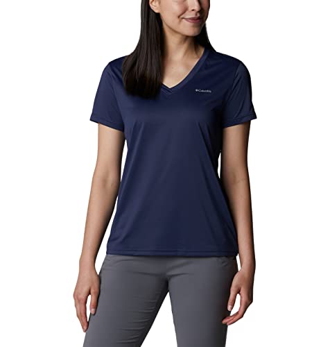 Columbia Damen Hike Short Sleeve V Neck Technisches Kurzarm-T-Shirt, Nocturnal, von Columbia