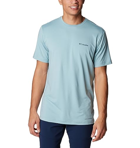 Columbia Men's Tech Trail Graphic Tee Short Sleeve T-Shirt, Stone Blue, Slopes Graphic, L von Columbia